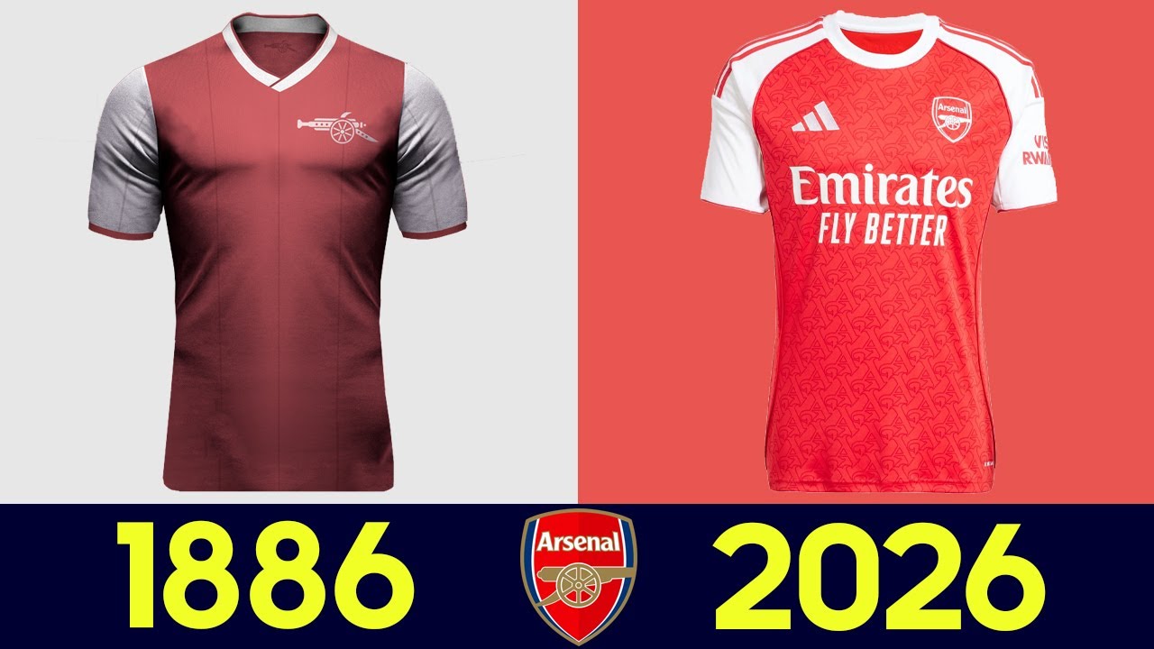 The Evolution of Arsenal Football Kit 2025-26 (2025) | All Arsenal Football Jerseys in History 25/26
