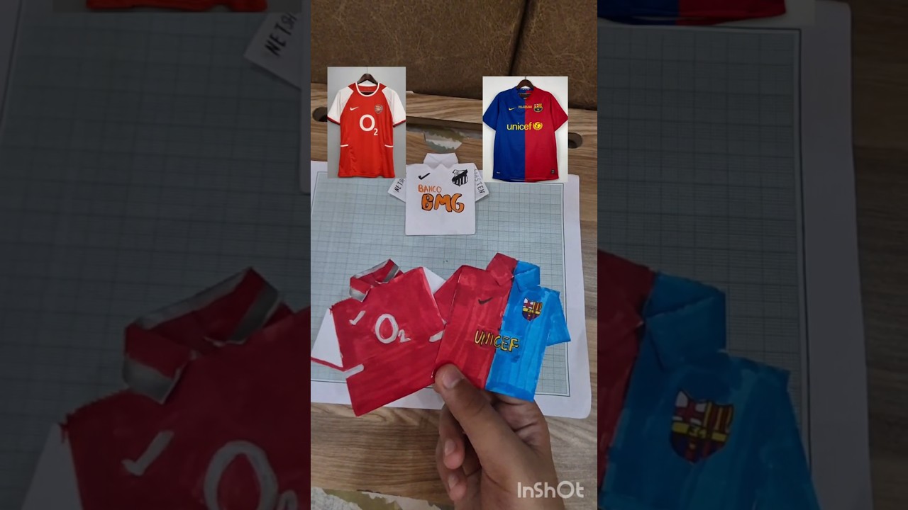 DIY arsenal and barca kit😍|tutorial|Paper jersey #football #jersey #diy #paperjersey #ronaldo #messi