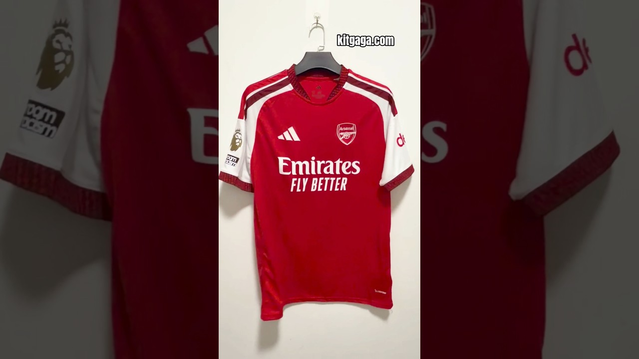 🔴⚽🏆 26-27 Arsenal Home Jersey – CHAMPIONS Print ⚪👕 #football #jersey #fyp #shirts #arsenal #tshirt