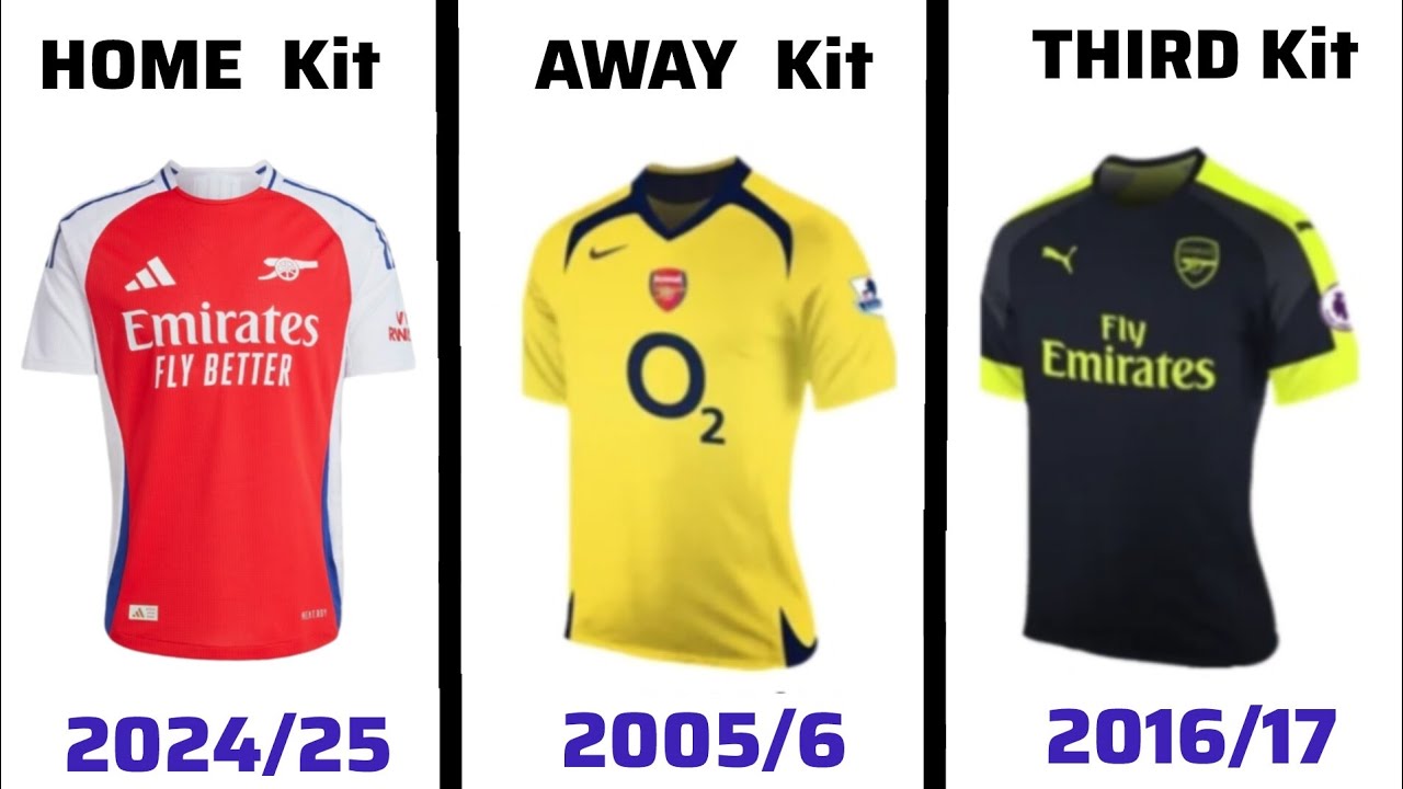 ARSENAL JERSEY HOME KIT AND AWAY KIT THIRD KIT 1956/2025 VII