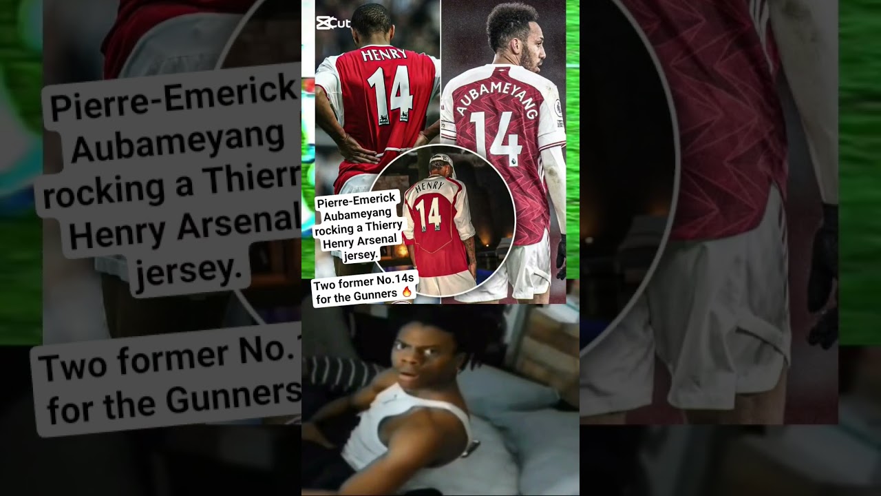 Pierre-Emerick Aubameyang rocking a Thierry Henry Arsenal jersey.Two former No.14s for the Gunners 🔥