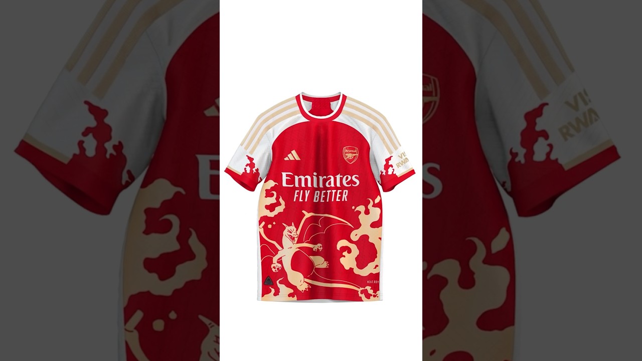Arsenal Jersey Combined With Pokemon – Charizard